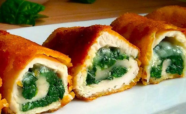 Pechugas de Pollo Rellenas con Espinacas Receta Casera